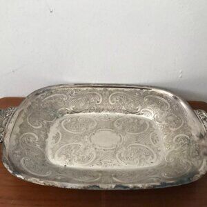 Vintage Silverplate Barker Ellis England Rectangle Handled Serving Tray EPCA